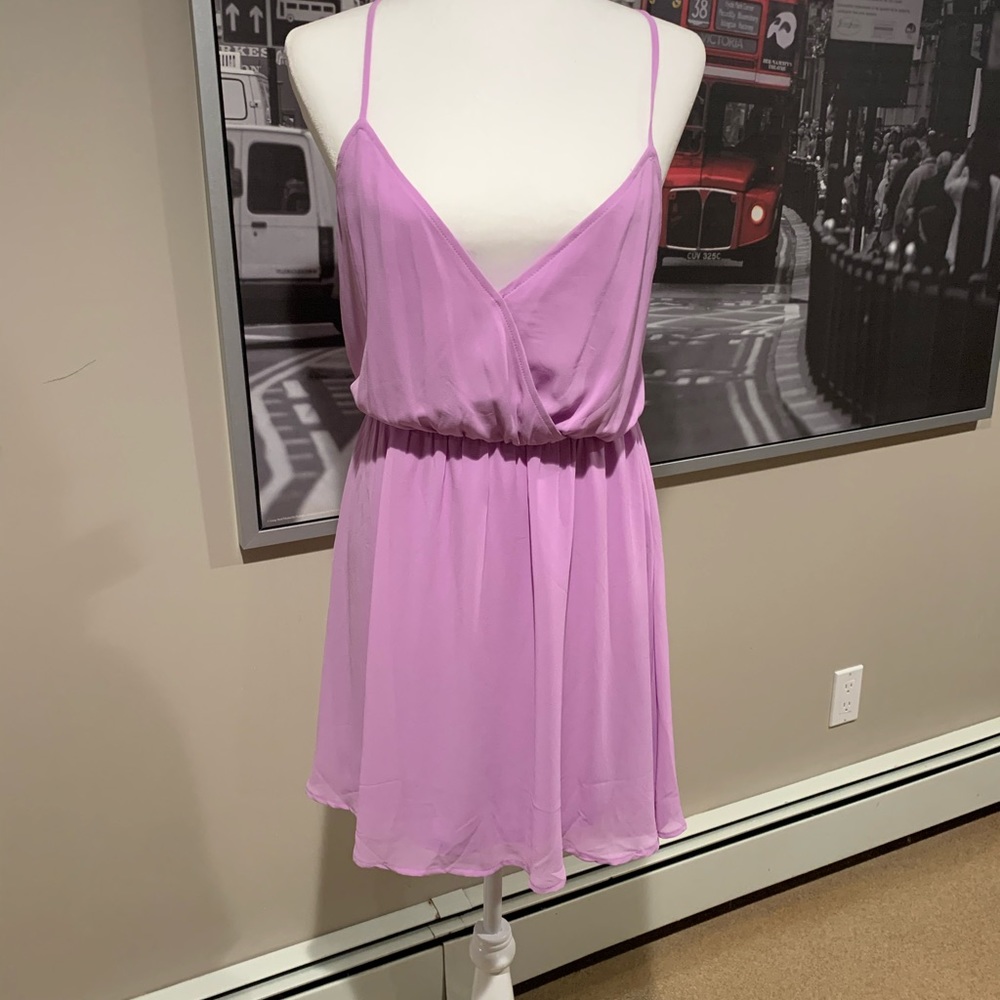 Light purple spaghetti strap summer mini dress